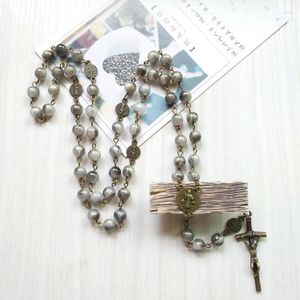 Pendentif Colliers Vintage Acrylique Croix Rosaire Long Catholique Femmes Hommes Bijoux de Prière