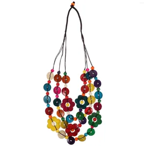Collares colgantes Collar africano vintage Estilo bohemio Collar de cuentas de flores de múltiples capas Playa Joyería de concha étnica para damas