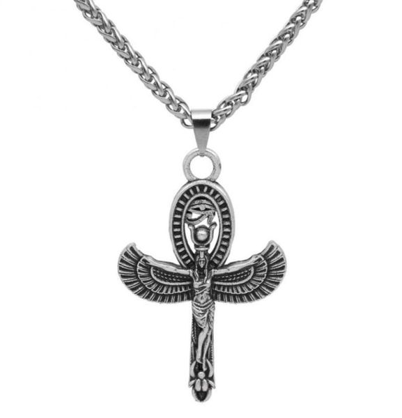 Collares colgantes Vintage Antiguo Ala egipcia Diosa Ojo de Horus Ankh Tendencia unisex Amulet1012186