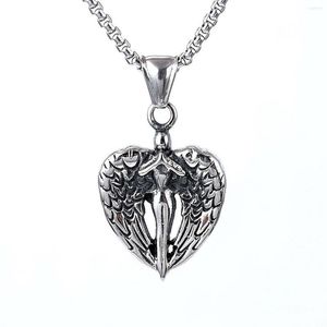 Pendentif Colliers Ange Vintage Avec Chaîne De Collier En Acier Inoxydable Big Wing Pour Hommes