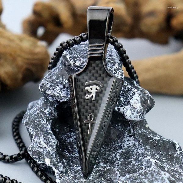 Collares colgantes Vintage Ankh Cross Spearhead para mujer Moda Acero inoxidable Ojo de Horus Collar masculino Joyería Gota