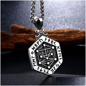 Pendentif Colliers Vintage Awe Aegis Casque Collier Hommes Nordique Street Style En Acier Inoxydable Odin Rune Bijoux Chaîne Drop Livraison Stylo Dhxyi