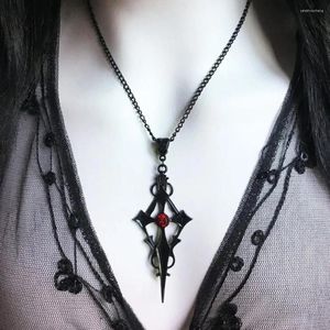 Pendentif Colliers Vintage Noir Pointu Croix Dague Vampire Gothique Bijoux Accessoires Dames Collier Halloween Cadeau