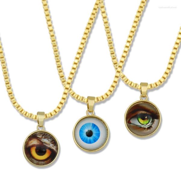 Collares colgantes, Collar De Ojo Azul Vintage para mujer, joyería De regalo, cadena De clavícula malvada redonda geométrica, Collar De moda De Ojo