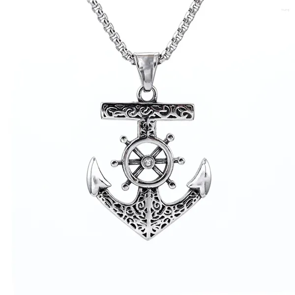 Pendentif Colliers Vintage Bateau Ancre Hommes Collier Viking Nautique Voilier Hipster Personnalité Gothique Hip Hop Accessoires