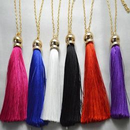 Hanger kettingen Vintage Boheemse etnische 7 cm zijden kwastje ketting lange trui goudketen choker kleding sieraden accessoires cadeau bijoux