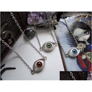 Pendentif Colliers Vintage Bronze turc L mal diable yeux collier pendentif Punk Bff déclaration Steampunk tour de cou pour les femmes sorcière gothique Dhzc8