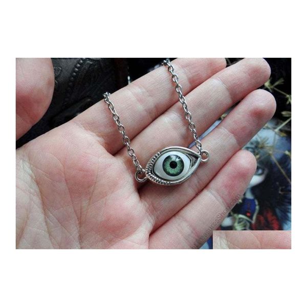 Pendentif Colliers Vintage Bronze Turc Evil Devil Eyes Collier Punk Bff Déclaration Steampunk Choker Pour Femmes Sorcière Gothique Bijoux Dhp8A