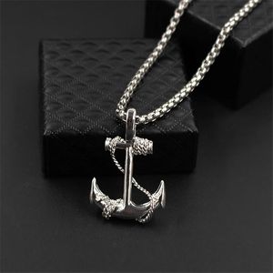 Anhänger Halsketten Vintage Karibik Piraten Anker Herren Halskette Personalisiert Gold Silber Schwarz Haken Schmuck Geschenk