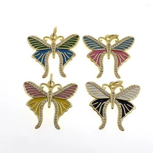 Pendentif Colliers Vintage Charms Métal Papillon Coloré Émail Zircon Or Plaqué Collier Accessoires Pour Femmes Mode Bijoux Cadeau