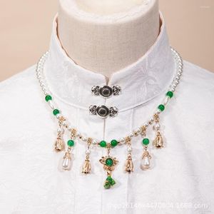 Pendentif Colliers Vintage Style Chinois Collier Pour Femmes Vert Antique Esthétique Belle Perle Bracelet En Gros Cadeau