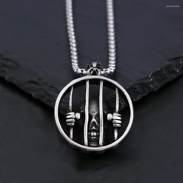 Colliers pendants Vintage Creative 316L Cage en acier inoxydable Collier Skull Punk Hip Hop High Quality Fashion Bijoux masculin Bijoux Gifts en gros