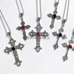Colliers pendentif croix Vintage pour femmes et hommes, chaîne Goth ras du cou Grunge, accessoires de bijoux gothiques pour hommes, colliers esthétiques Kpop x1009