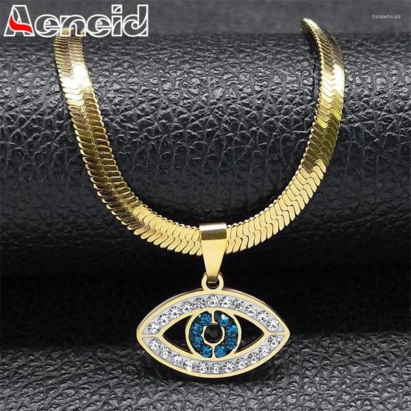 Pendentif Colliers Vintage Cristal Evil Demon Eye Ras du Cou Pour Femmes En Acier Inoxydable Plaqué Or Bijoux Collares Mujeres N8239