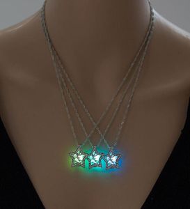 Hanger kettingen Vintage Crystal FivePointed Star Angel Glow in Dark Chain Necklace for Women Girls Birthday Christmas Sieraden G8312649