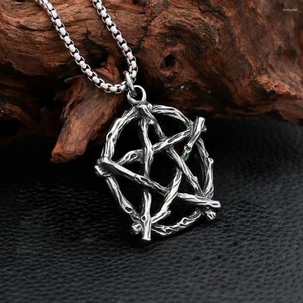 Collares colgantes Diseño vintage Lucifer Cadena satánica para hombres Huesos de acero inoxidable Collar de pentagrama Gótico Joyería masculina Regalo al por mayor