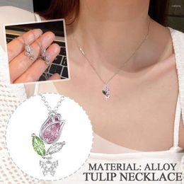 Colliers pendants vintage Elegant Tulip Flower Collier French Style Jewelry Wedding Party Party For Women Girl F3i8