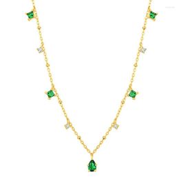 Pendentif Colliers Vintage Emeralds Collier Simple Tempérament pour Femmes 2023 Clavicule Chaîne Lumière Luxe Bijoux Cadeau Dropship