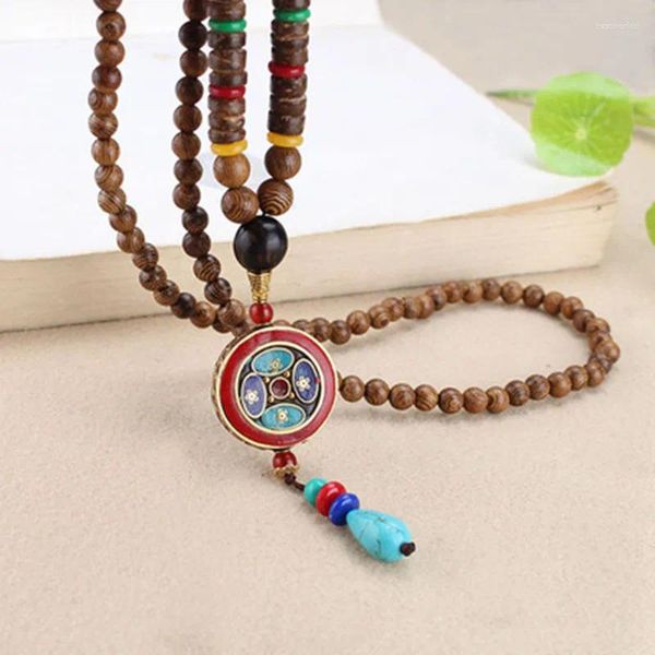 Collares colgantes Estilo étnico vintage Pescado Elefante Madera Con cuentas Colgantes de piedra Declaración Nepal Collar Mujeres Hombres Joyería