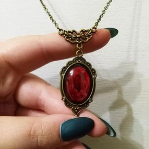 Pendentif Colliers Vintage Mode Rouge Cristal Homme Femme Collier Gothique Sorcière Ruby Ras Du Cou Punk Dark Girl Halloween Cadeau Accessoires Collier