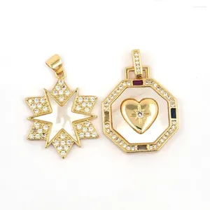 Collares colgantes Vintage chapado en oro corazón / corazón geométrico collar concha encanto joyería DIY accesorios para hombres mujeres