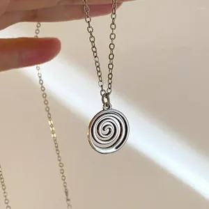 Pendentif Colliers Vintage Goth 90S Couleur Argent Spirale Vortex Chaîne Collier Boucles D'oreilles Pour Femmes Hommes Y2K Esthétique Bijoux Accessoires