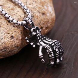 Hanger kettingen vintage gothic 316L roestvrijstalen schedel spook klauw ketting voor mannen vrouwen unieke creatieve punk sieraden geschenken groothandel