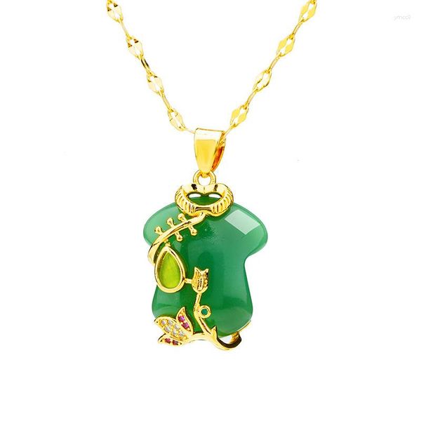 Pendentif Colliers Vintage Vert Blanc Strass Géométrie Pour Femmes Ras Du Cou Bijoux Original 24K Or Incrustation Chaîne De Mariage Jewekry