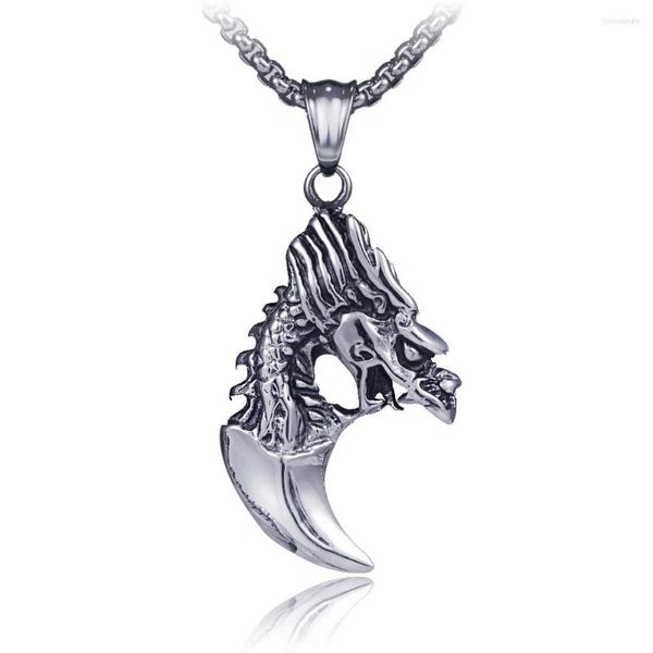 Pendentif Colliers Vintage Hip Hop Dragon Tooth Collier Hommes Cadena Hombre Boîte Chaîne Punk Gothique En Acier Inoxydable Bijoux Livraison Gratuite