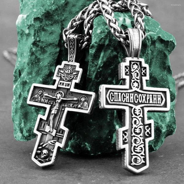 Colliers pendants vintage jesus croix croix de croix masculin foi inoxydable amulette chrétienne bijoux masculin religieux cadeau en gros