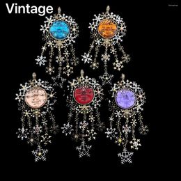 Colliers pendants vintage kf cinq couleurs Moonstone Moen Face émail flocon de neige grande tendance magnétique 2024
