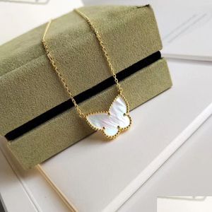 Colliers pendants Collier chanceux Vintage Collier Joulaire Gold plaqué blanc Mother of Pearl Butterfly Charm Chain Chain Choker pour Wome Otxkp