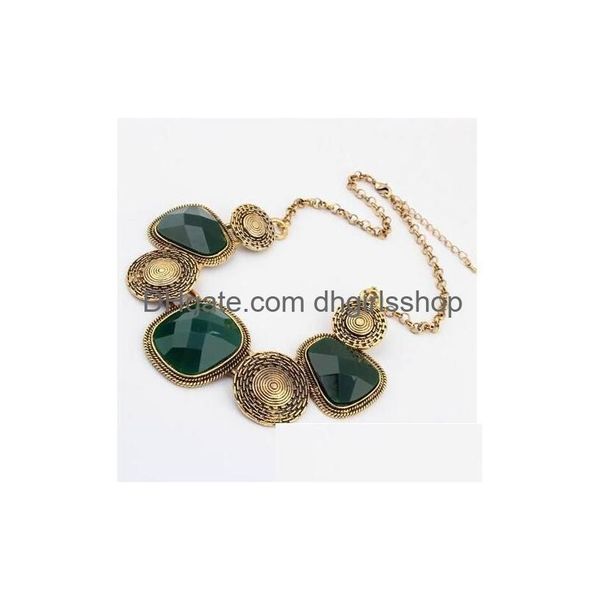 Pendentif Colliers Vintage luxe déclaration colliers rétro strass géométrique gros bijou pendentifs bijoux pour femmes cadeau livraison directe Dhso7