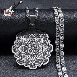 Anhänger Halsketten Vintage Mandala Blume des Lebens Halskette Frauen Männer Edelstahl Böhmischen Amulett Schmuck Kragen Mujer N576S06