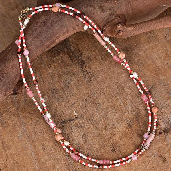 Collares colgantes Vintage Miyuki Beads Collar femenino hecho a mano 2023 Bohemia Classic Red Stone para mujeres Regalo WholesaleDrop