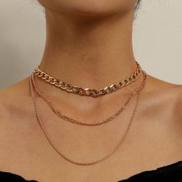 Pendant Necklaces Vintage Multilayer Choker Cuban Chain Necklace for Women Girl Punk Gold Silver Color Collar Wedding Party Fashion Jewelry