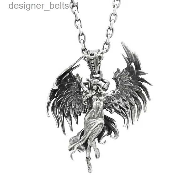 Collares colgantes Estilo mitología vintage Metal Evil Angel Wings Diosa Colgante Collar para hombres Mujeres Dominante Lucky Amulet JewelryL231215