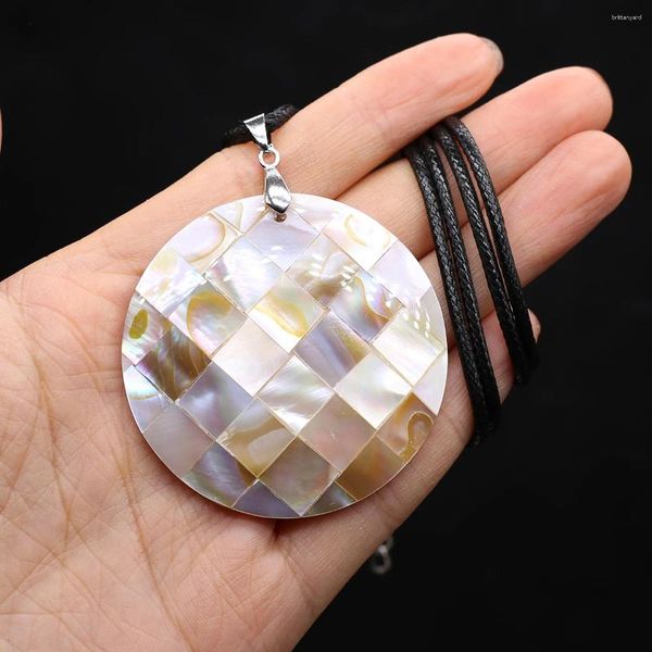 Pendentif Colliers Vintage Naturel Nacre Shell Collier Poli Grande Chaîne De Corde Ronde Pour Femmes Bijoux Cadeaux De Fête