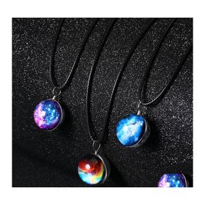 Pendentif Colliers Vintage Neba Espace Univers Galaxy Femmes Main Boule De Verre Ras Du Cou Corde Chaîne Déclaration Collier Bijoux Drop Del Otw8X