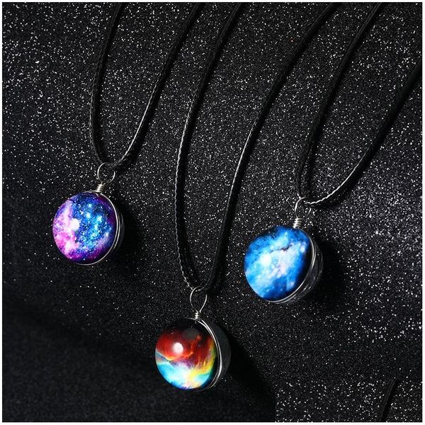 Pendentif Colliers Vintage Neba Space Universe Galaxy Femmes Main Boule De Verre Tour De Cou Corde Chaîne Déclaration Collier Bijoux Drop Del Dhsty