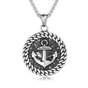 Pendentif Colliers Vintage Nordic Anchor Compass Charm Collier pour hommes Mode Hip Hop Punk Accessoires Bijoux Fête Cadeau En Gros