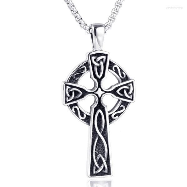 Collares colgantes Vintage Nordic Celtic Cross Collar para hombres Moda creativa Punk Party Tendencia Cool Accesorios de joyería personalizados