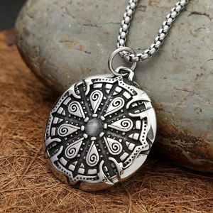 Hanger kettingen vintage Noordse kompas ketting roestvrij staal Viking runen vegvisir amulet voor mannen mode IJslandse sieraden