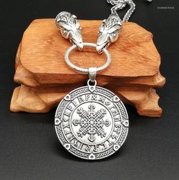 Colliers pendants vintage Raven d'Odin avec boussole nordique ving odin symbol rune talisman masculin collier