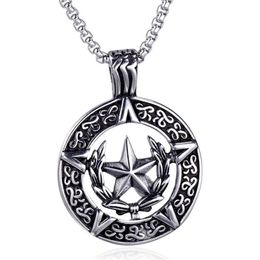 Pendentif Colliers Vintage Pentagram Star Collier pour hommes rond gothique rétro Lucifer Satan 24 pouces chaîne mâle bijoux 222p