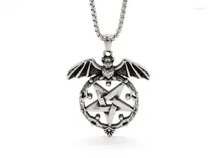 Pendentif Colliers Vintage Personnalisé Gothique Wizardry Culte Satan Pentagone Bat Collier En Acier Inoxydable