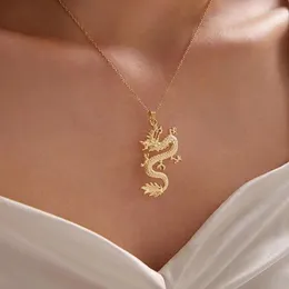 Pingente colares vintage punk dragão em forma de colar para mulheres homens gótico animais clavícula corrente estética jóias
