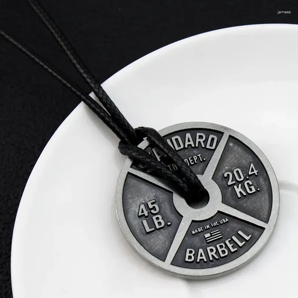 Pendentif Colliers Vintage Punk Fitness Gym Collier Plaque De Poids Barbell Haltérophilie Bodybuilding Exercice Bijoux En Acier Inoxydable Cadeau