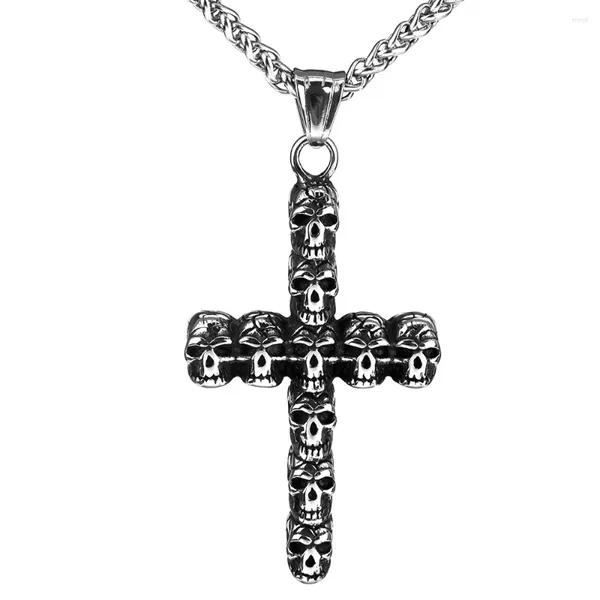 Pendentif Colliers Vintage Punk Skull Cross Charm Collier pour hommes Mode Noël Saint Valentin Cadeau Protecteur Bijoux Accessoires