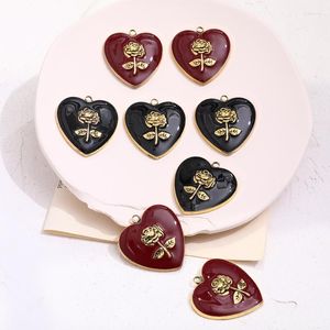 Colliers pendants vintage rétro grand amour vieil alliage de rose bricolage à la main